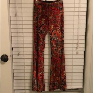Printed Velvet Flare Pants
